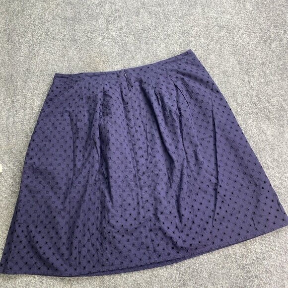 Loft Skirt Womens 14 Navy Eyelet Lace Overlay Boho Peasant Full Cotton Lined - Picture 10 of 12